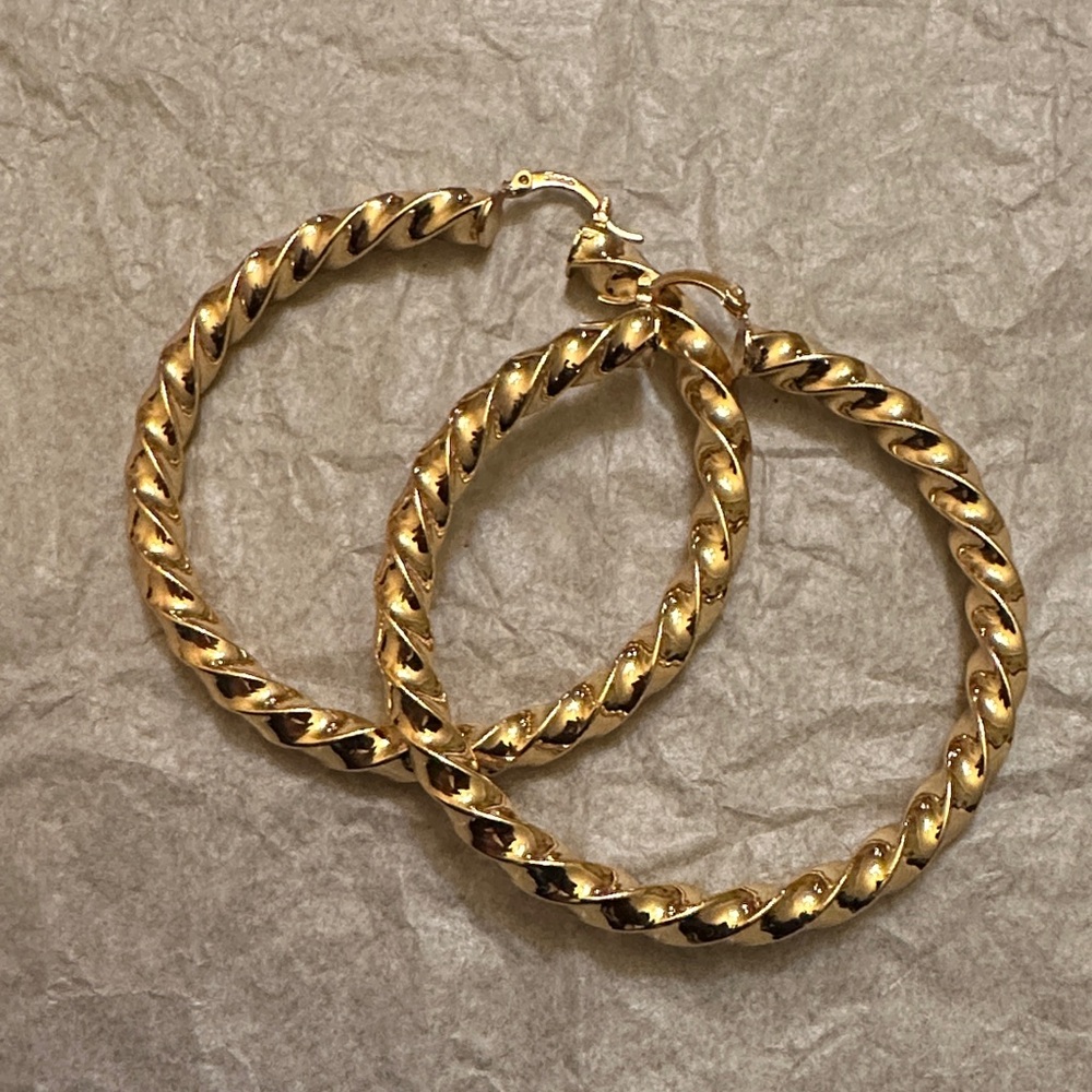gold over stainless steel (GL)Elegant Gold Hoop Earrings
